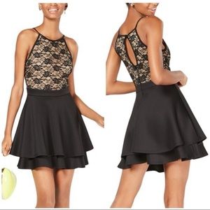 Emerald Sundae Black and Nude Lace Dress